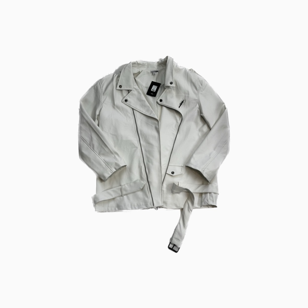 SIZE XL | FASHION NOVA OVERSIZED LEATHER JACKET (IVORY)